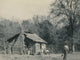 Three African Americans outside a cabin, poster print