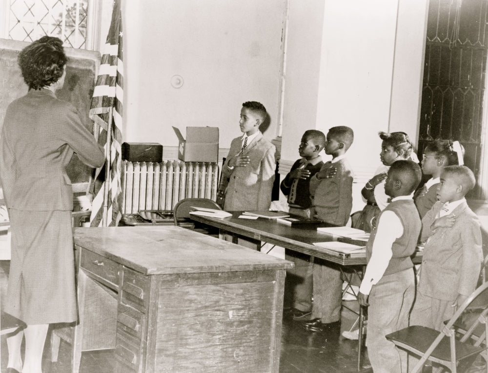 Mrs. Claire Cumberbatch leading a protest against segregated schools poster print.