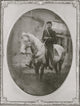 Full-length portrait of an African American soldier on horseback.