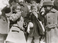 Three children standing on the lawn at the White House poster print