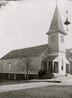 Exterior view of church with African American men standing on steps in Georgia poster print.