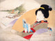Reading by Shinobazu Pond Poster Print by Setei, serene nature artwork
