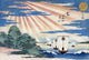 Sunlight Through Clouds Over Sailing Ships Poster Print by Gakutei