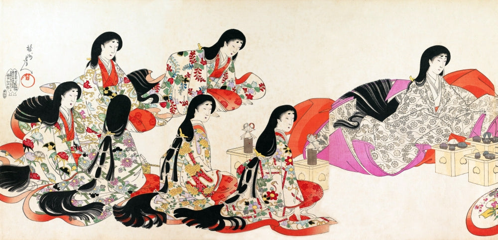 Album of Women Poster Print by Chikanobu showcasing traditional Japanese art.