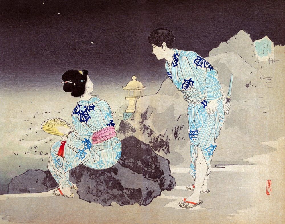 Watching Fireflies on a Summer's Night Poster Print - enchanting summer decor