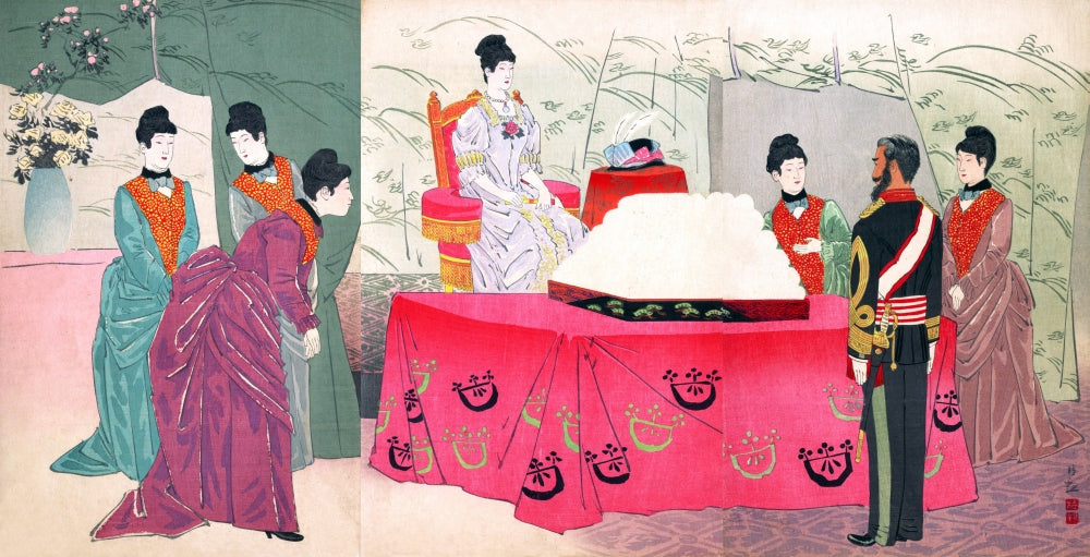 The Empress Visiting the General Staff Headquarters Poster Print by Kiyochchika