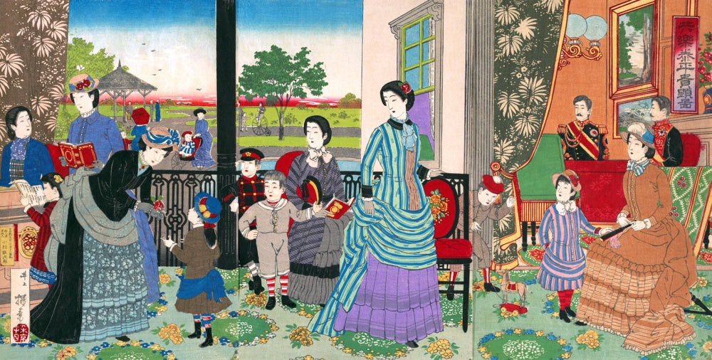 Emperor Enjoying a Moment of Peace with His Family Poster Print by Yasuji.