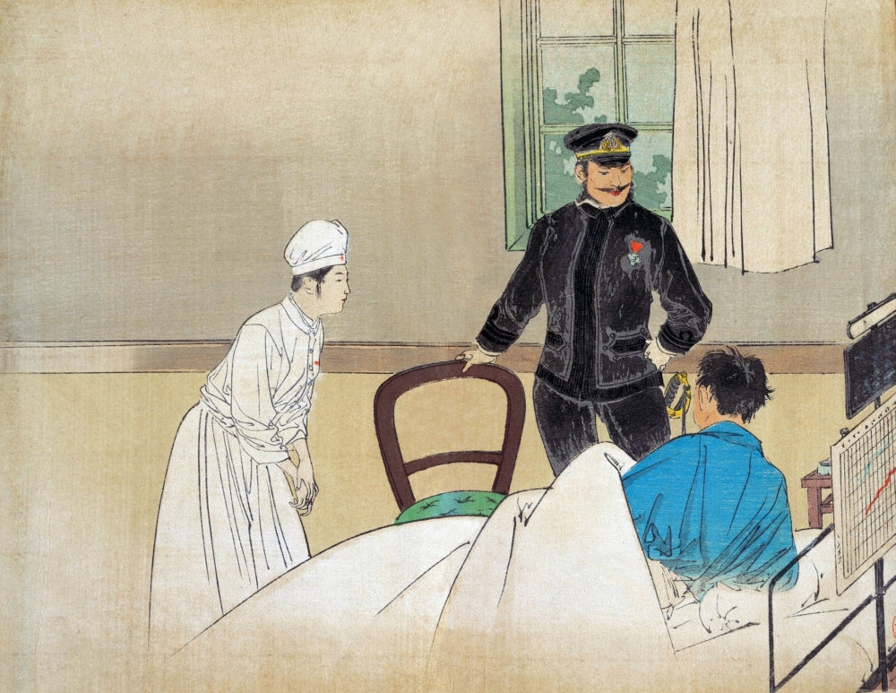 Torpedo Officer Visits One of His Wounded Men in the Hospital Poster Print