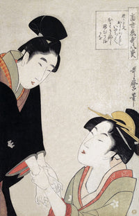 The Lovers: Oshichi and Kichisaburo Poster Print by Utamaro