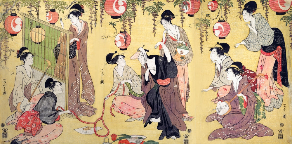 Yuranosuke in the Pleasure Quarters Poster Print by Eishi, featuring traditional Japanese art.