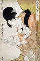 Mother Cradles a Sleeping Infant Poster Print by Utamaro