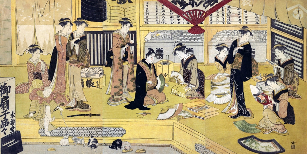 Miedo Fan Shop Poster Print by Toyokuni featuring vibrant colors and intricate details.