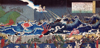 Warrior Scene Poster Print by Sadahide showcasing dynamic battle imagery.