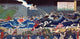 Warrior Scene Poster Print by Sadahide showcasing dynamic battle imagery.