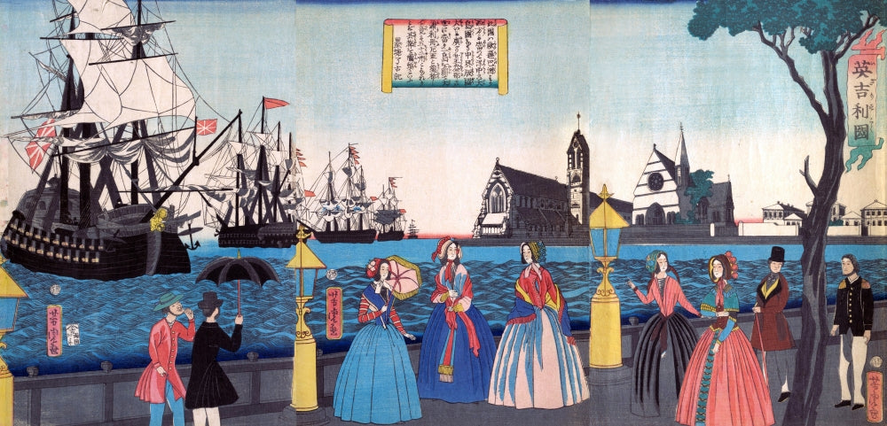 English Port Poster Print by Yoshitora, vibrant art print capturing historic English port