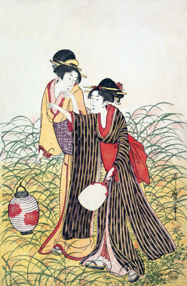 Elopers Poster Print by Utamaro featuring a romantic scene.