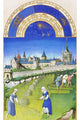 Harvest Time Poster Print by Herman & Jean Limbourg Paul depicting peasants in a meadow with Hotel de Nesle in the background.