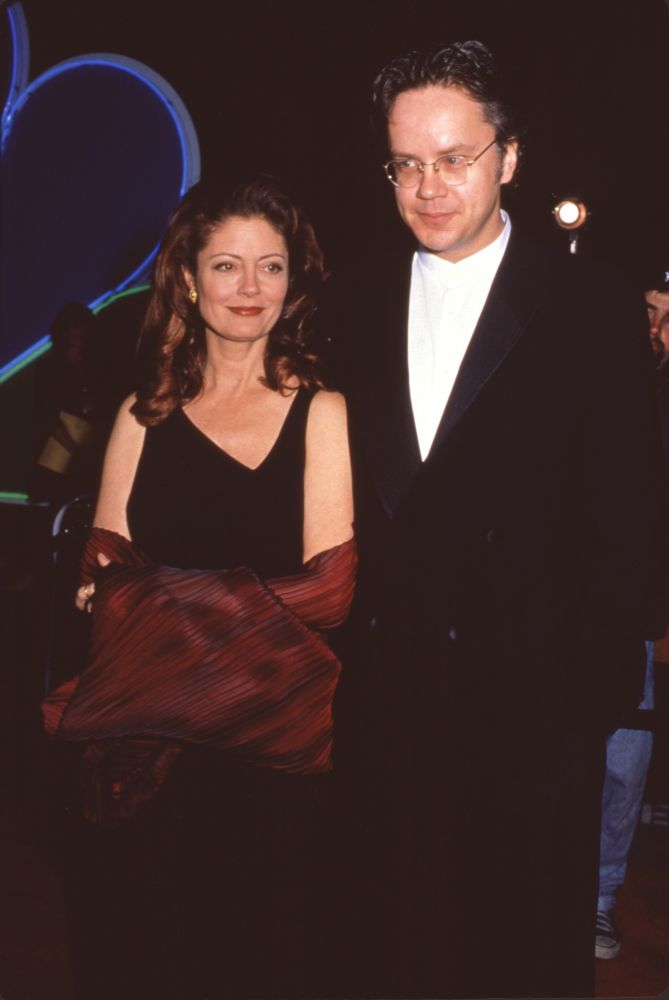 Susan Sarandon in black dress and Tim Robbins in tuxedo at SAG Awards photo print.