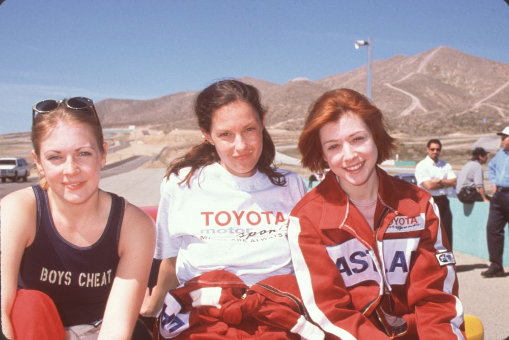 Photo print of Melissa Joan Hart, Ashley Judd, and Alyson Hannigan at Toyota Pro Celebrity Race.