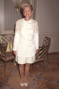 Helping Hands Moms Lunch White & Lace Skirt Suit Photo Print showcasing elegant fashion.