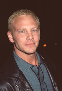 Ian Ziering wearing a green shirt and leather jacket photo print