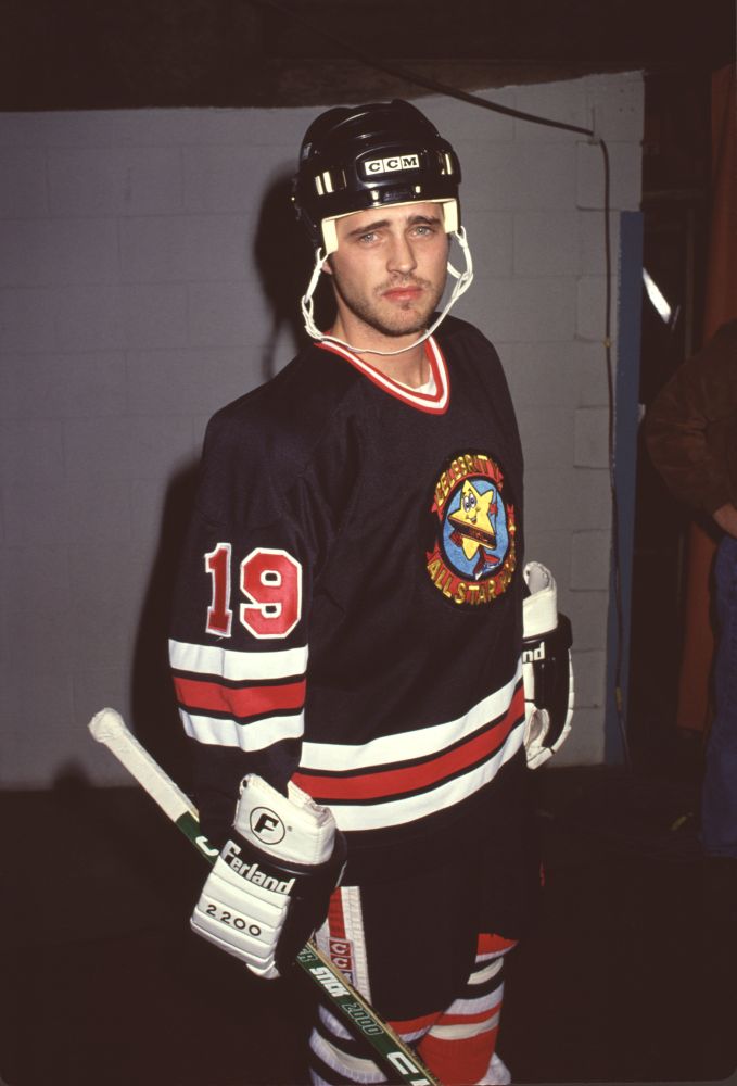 Jason Priestley in hockey gear photo print