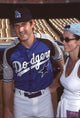 David Arquette Dodgers uniform and Courteney Cox white tank top photo print.