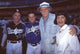 John Astin family photo print in Dodger uniforms showing Sean and Mackenzie.
