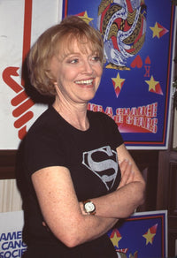 K Callan Closeup in Superman shirt with arms crossed photo print