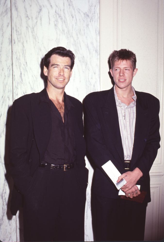 Pierce Brosnan and Son Christopher at Buddy Ebsen's 84th Birthday Party Photo Print