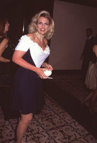 Nancy Davis in Black and White Dress at Race to Erase MS Gala Photo Print