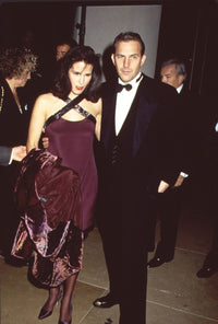 Kevin Costner in tuxedo with Cindy Costner in purple dress photo print.