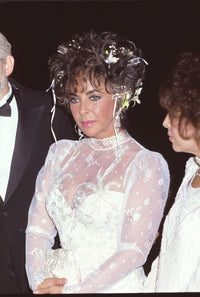Elizabeth Taylor portrait with flowers in hair and dress - Photo Print