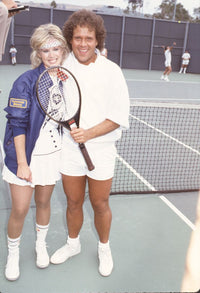 Connie Stevens and Richard Simmons playing tennis photo print.