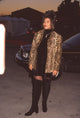 Queen Latifah in black dress and animal print jacket photo print