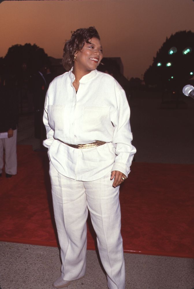Queen Latifah in all white long sleeve outfit at the 26th NAACP Image Awards photo print.