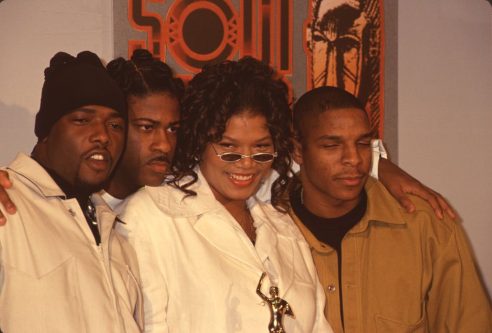 Queen Latifah with Naughty By Nature at the 9th Soul Train Awards photo print