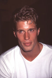 Rib Hillis close-up photo print in white shirt