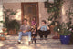 Brad Maule sitting on steps with his sons photo print