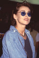 Joanna Pacula close-up photo print in denim with sunglasses