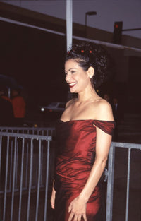 Constance Marie in Off Shoulder Red Dress at 1999 Alma Awards Photo Print