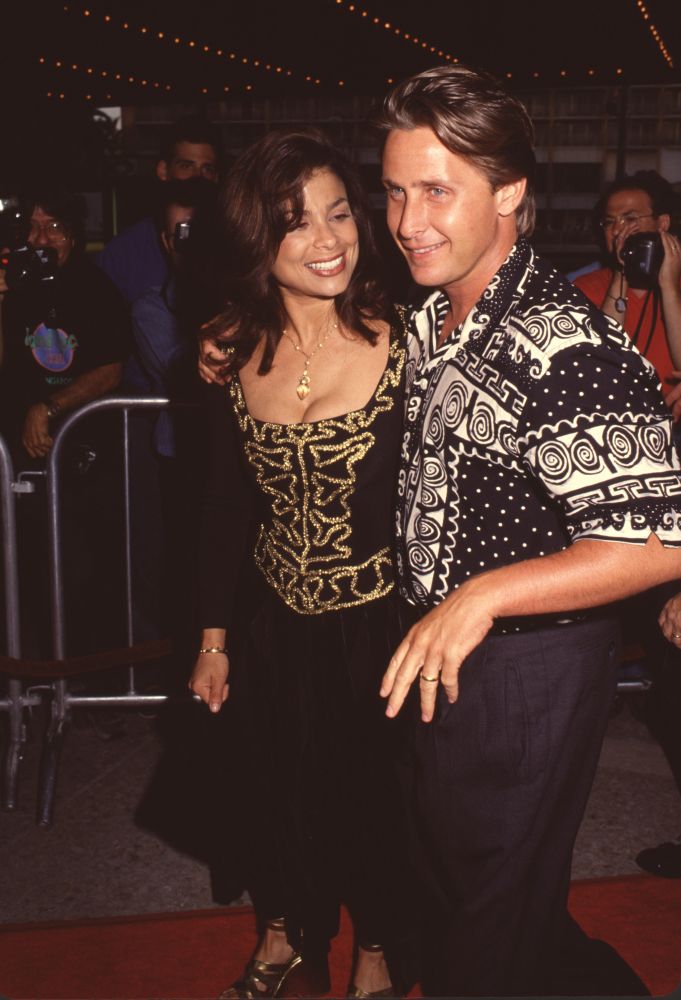 Paula Abdul in black dress and Emilio Estevez in patterned shirt photo print