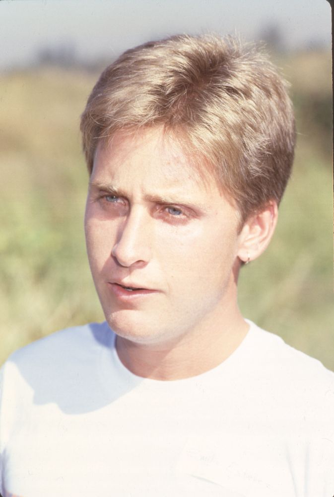 Close-up photo print of Emilio Estevez in a white shirt