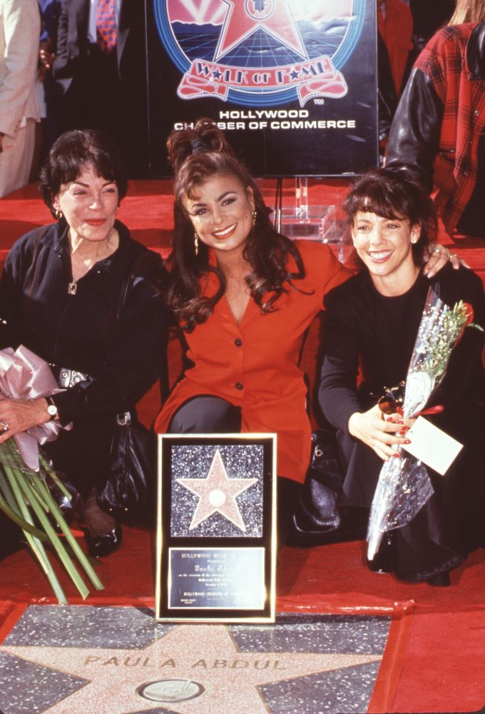 Paula Abdul in front of her Hollywood star with family - photo print