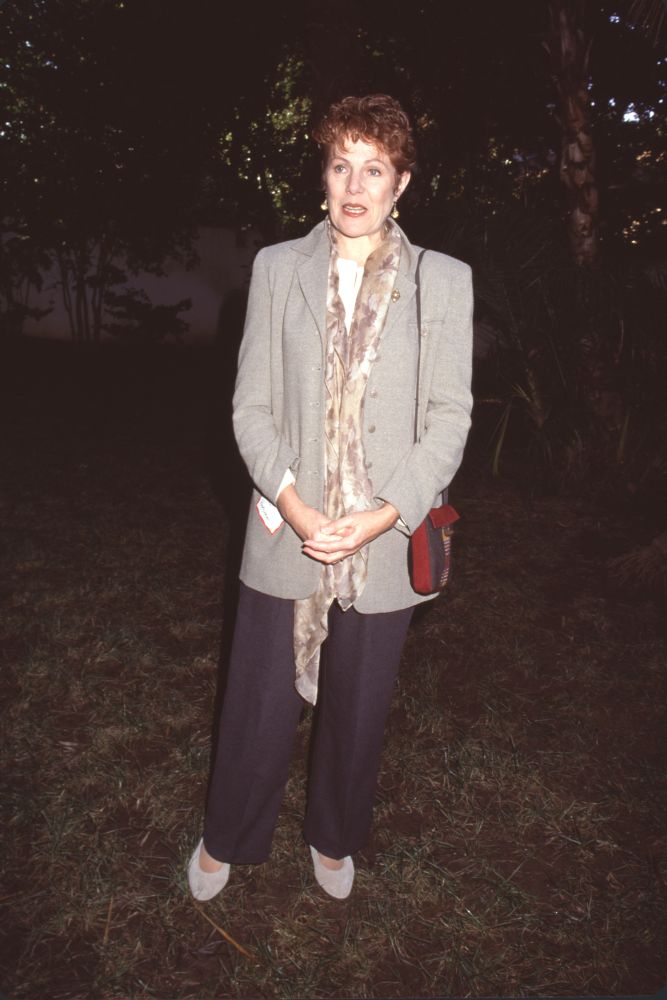 Lynn Redgrave in black pants and gray jacket photo print