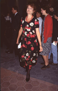Lynn Redgrave in black and red flower dress at The Lost World premiere photo print