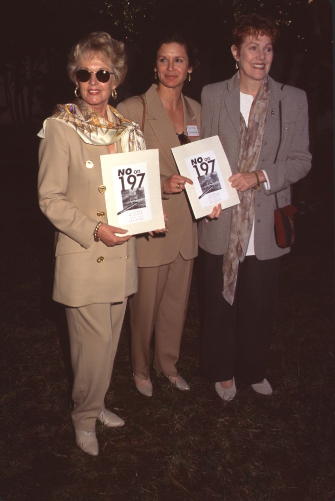 Photo print of Tippi Hedren, Stephanie Zimbalist, and Lynn Redgrave at 'No On 197' benefit