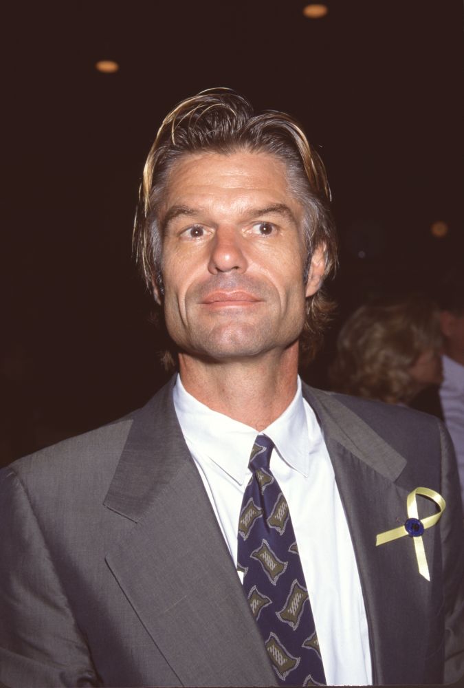 Harry Hamlin in gray suit with yellow ribbon pin photo print