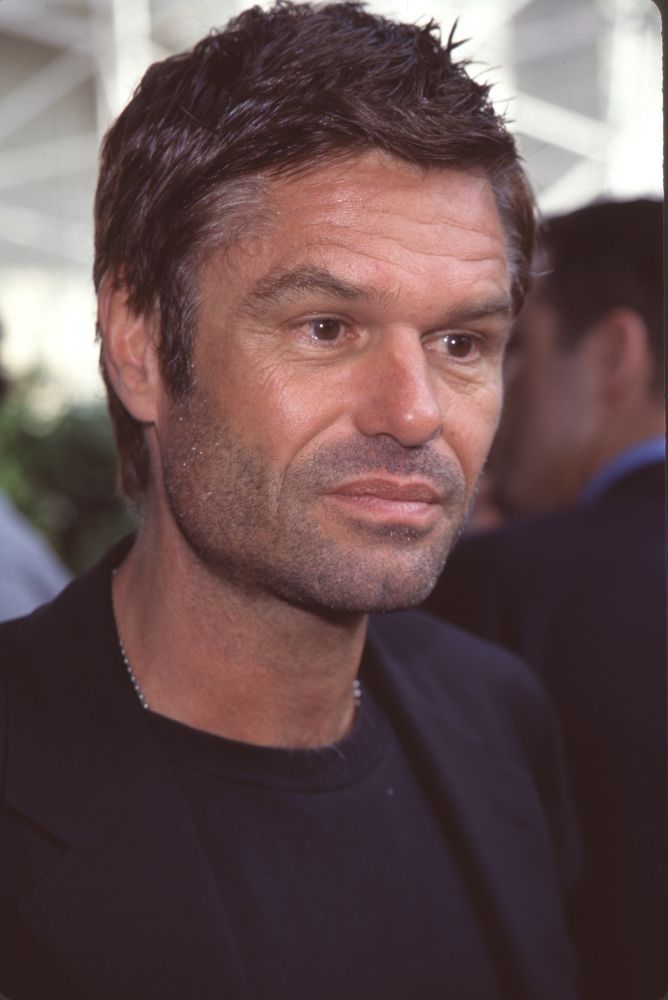 Harry Hamlin closeup photo print in black shirt and jacket.