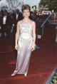 Mary Hart photo print in silver gown with ruffle top, showcasing elegance.